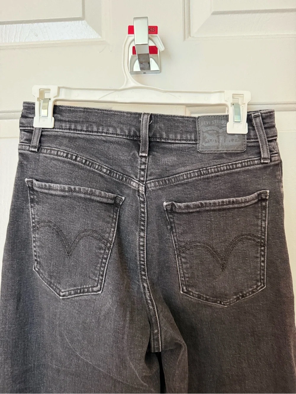 Levi's Black Wide-Leg Raw Hem Jeans